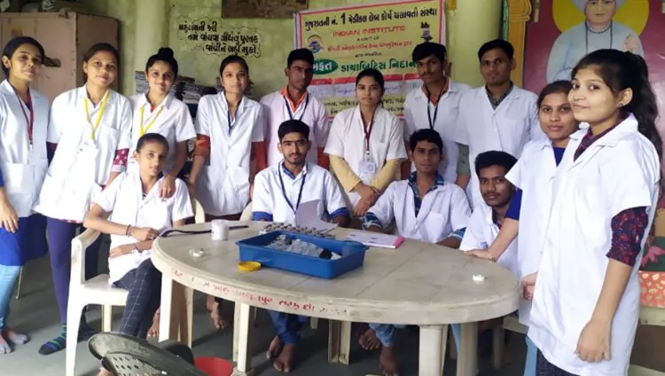 Students at free diabetic check-up camp