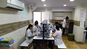 Medical Lab Technology students attending classroom training in Government Approved Course