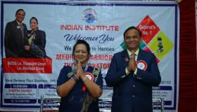Chief guest addressing audience – Indian Institute function